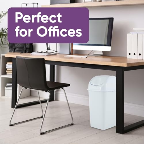 Superio Kitchen Trash Can with Swing Top Lid 9 Gallon Slim Waste Bin 37 Qt Sturdy Plastic Garbage Can Medium Recycling Bin for Office, Bathroom, Under Counter, Dorm, Bedroom (White-2 Pack) - size: 9 Gallon, style: 2 Pack