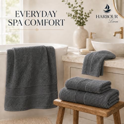 Towel Set for Bathroom, 3 Piece Turkish Cotton Bath Hand and Wash Towels | Mixed size set in Silver Grey, 600 gram weight. Double stitched hems suit family and guest use. - color: Silver Grey