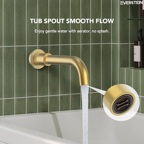 10" High-Pressure Rainfall Shower System with Handheld Spray, Wall Mount Bathroom Shower Faucet Set with Tub Spout, Brushed Gold (Valve Included) - color: Brushed Gold, style: With Tub Spout