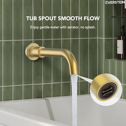 10" High-Pressure Rainfall Shower System with Handheld Spray, Wall Mount Bathroom Shower Faucet Set with Tub Spout, Brushed Gold (Valve Included) - color: Brushed Gold, style: With Tub Spout