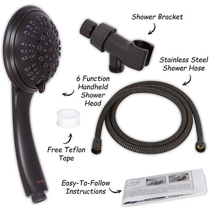 Luxury Handheld Shower Kit - 1.8 GPM - Oil-Rubbed Bronze | 6 Function High Pressure Removable Hand Held Showerhead with Hose and Mount, Easy Install for Boosting Low Water Flow Baths - color: Oil Rubbed Bronze, size: 1.8 GPM