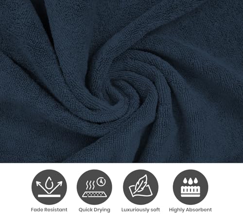 ELITE 4 Pack Luxury Jacquard Bath Towel Set – 100% Cotton, 600 GSM Ultra Soft & Absorbent Towels – Elegant Floral Pattern – 4 Large Bath Towels 27"x54" for Bathroom, Gift Spa & Hotel (China Blue) - color: China Blue