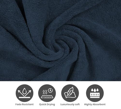ELITE 4 Pack Luxury Jacquard Bath Towel Set – 100% Cotton, 600 GSM Ultra Soft & Absorbent Towels – Elegant Floral Pattern – 4 Large Bath Towels 27"x54" for Bathroom, Gift Spa & Hotel (China Blue) - color: China Blue