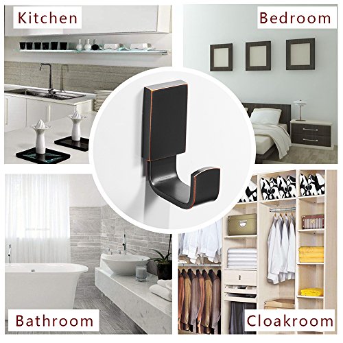 Brass Towel Hook, Bathroom Robe Coat Clothes Hook, Oil Rubbed Bronze | Wall Mounted with Screws for Bathroom, Kitchen, Hotel, Garage, Laundry, Square Coat and Hat Hooks, Rustproof & High Quality - color: Oil Rubbed Bronze, size: 1 Pack