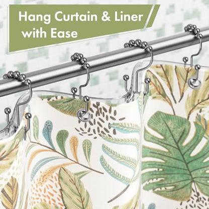 Shower Curtain Rings, Rust-Resistant Metal Double Shower Hooks for Curtain Rolling Shower Curtain Hooks Rings Shower Rings for Bathroom Shower Curtain Rod, Chrome, Set of 12 Rings - color: Chrome, style: Modern - Double Hooks