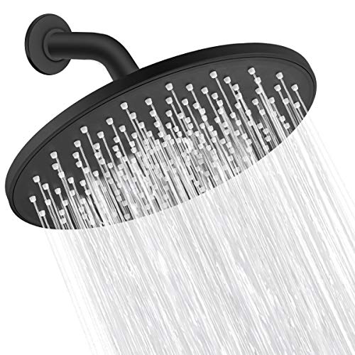 Rain Shower Head VMASSTONE 9In High Pressure Showerhead - Tool Free Installation- with Large Spray Surfaces and 200 Nozzles for Delicate and Unstimulate Shower Experience (EM-001 Matte Black/Black) - color: Matte Black/Black