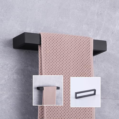 GERZWY Modern Black Towel Holder SUS304 Stainless Steel Towel Hanger Towel Ring for Bathroom Lavatory Wall Mount Contemporary Style HG1706-BK - color: Black