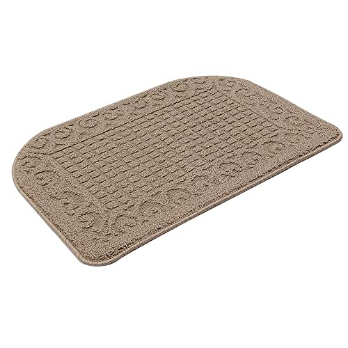 COSYHOMER 27x18 Half Round Kitchen Rug,Non Slip Washable Mat,Beige 1PC | Polypropylene tufted textile,small half circle rug,kitchen sink mat,Kitchen floor mat - color: Beige, size: 1'6" x 2'3" (Semicircular)