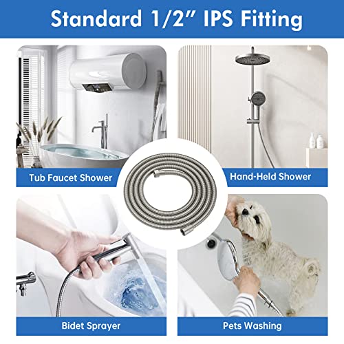 RUMOSE 118 inches Extra Long Shower Hose, Nickel | Shower Head Extension Hose, Attachment Flexible Handheld Shower Sprayer Hose, Stainless Steel Shower Tube - color: Nickel, size: 118"