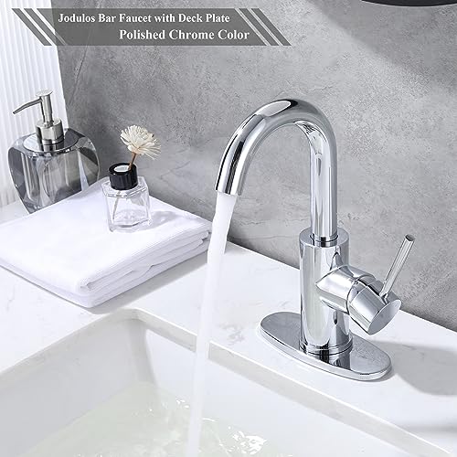 Chrome Bar Sink Faucet, Single Handle Single Hole Prep Sink Faucet, Lead-Free Stainless Steel with cUPC Certified Supply Lines, for Kitchen Bar RV Bathroom JU1100-CP - color: Chrome
