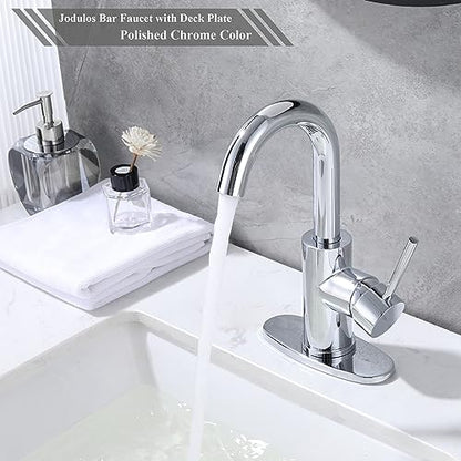 Chrome Bar Sink Faucet, Single Handle Single Hole Prep Sink Faucet, Lead-Free Stainless Steel with cUPC Certified Supply Lines, for Kitchen Bar RV Bathroom JU1100-CP - color: Chrome