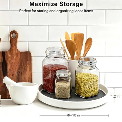 Lazy Susan Turntable Organizer 2 Pack - 10" Rotating Spice Rack Trays | Features a smooth 360-degree rotating design for effortless access to items in deep cabinets, pantries, and fridges. - size: 10 inch