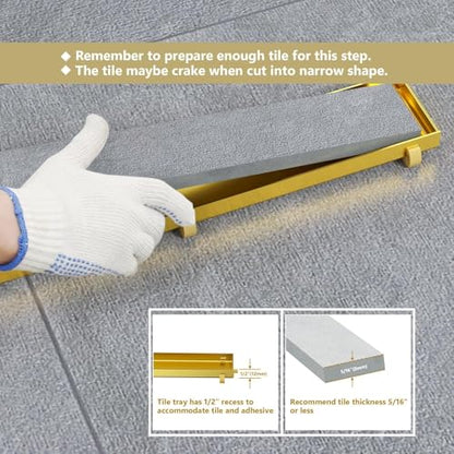 Neodrain 48-Inch Linear Shower Drain-Gold,with Tile Insert Grate | 304 Stainless Steel, Fast Drainage, Rectangle Shower Floor Drain with Leveling Feet & Hair Strainer, Fits Bathroom, Balcony - color: Gold, size: 48 IN