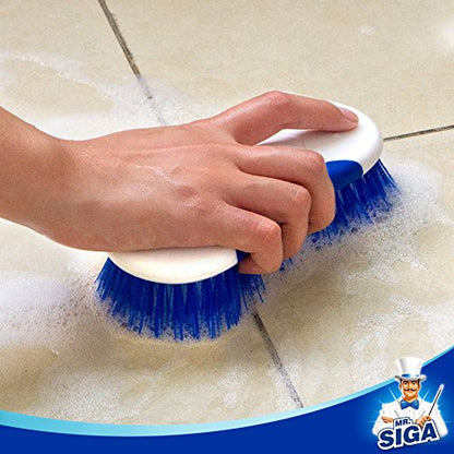 MR.SIGA Multi Purpose Heavy Duty Scrub Brush - Pack of 2 | Strong bristles with effective scrubbing power, ideal for kitchen, bathroom, shower and everyday household cleaning. - color: White & Blue