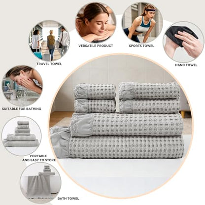 Luxury 100% Cotton Towel Set – 8 Piece Bathroom Towel Set (2 Bath Towels, 2 Hand Towels, 4 Washcloths) – Soft & Absorbent Towels for Bathroom (Camel) - color: Camel