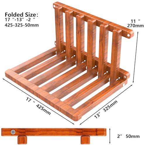 Walnut Folding Shoe Changing Stool for Children, Wall Mounted Hidden Shoe Changing Stool, Folding Wall Mounted Bedside Table, Bathroom Shower Chair - size: Walnut folding stool bedside table
