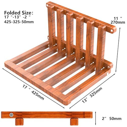 Walnut Folding Shoe Changing Stool for Children, Wall Mounted Hidden Shoe Changing Stool, Folding Wall Mounted Bedside Table, Bathroom Shower Chair - size: Walnut folding stool bedside table