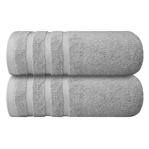 Infinitee Xclusives 100% Ring-Spun Cotton Bath Towels for Bathroom - Pack 2 | Luxury Super Soft, Absorbent & Quick-Drying |27x54 inches| Large Bathroom Towels Set |600 GSM| Gym, Shower, Spa & Hotel Use - color: Charming Grey