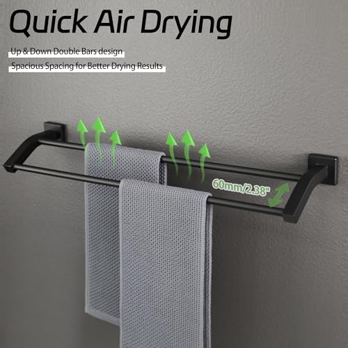 Alise Double Towel Bar,28" Towel Rack for Bathroom Wall Mounted,Matte Black | SUS304 Stainless Steel Bathroom Towel Holder, Quick Drying Towel Hanger Towel Rod, Useable Length 26.9" - color: Matte Black, size: 28-Inch(Joining Process)