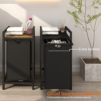 LAATOOREE Laundry Hamper, Two-Color Laundry Basket with Removable Laundry Bag and Top Shelf, Clothes Hamper for Samll Space,Laundry Room, Bedroom, Bathroom - style: 1bag-Rustic Brown