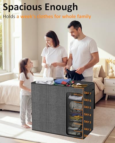Optish 180L Laundry Hamper 3 Section, Large Laundry Hamper with Lid, Dirty Clothes Hampers with 3 Inner Bags, Laundry Basket Organizer for Laundry, Bedroom, Bathroom, Hamper 3 Compartment, Grey - color: Grey