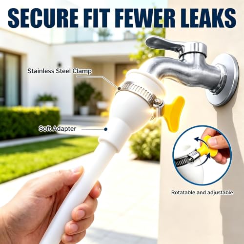 2 Pack Faucet Hose Adapter for Sink, 6.56FT Flexible PVC Water Tube Water Supply Extension with Adjustable Faucet Connector Hose Clamp for Pet Bathing, Plant Watering and Outdoor Cleaning