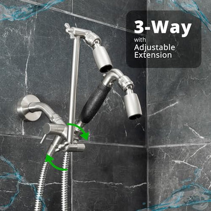 High Sierra® Lead-Free Metal 3-way Combo Shower Kit. Built in Diverter Valve Effortlessly Diverts Flow from the Fixed Shower Head to the Handheld and back - Ultra Low Flow 1.5 GPM - Matte Black - color: Matte Black w/ Nylon Insert, size: 1.5 GPM