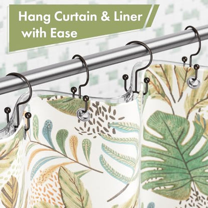 Bronze Shower Curtain Hooks, 12PCS Minimalist Simple Double Shower Curtain Rings, Rust-Resistant Metal Shower Hooks Shower Curtain Hangers, Shower Rings for Bathroom Shower Rods Curtains - color: Bronze, style: Minimalist - Double Hooks