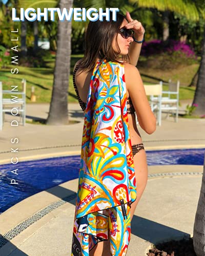 Microfiber Beach Towel - Quick Dry, Sand Free and Oversized 71x35 | Super absorbent, lightweight, swimming, gym, extra large, pool, cruise, camping, yoga, travel, compact, carry bag, vacation - color: Ibiza