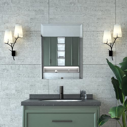 Beveled Mirror 18x24 Frameless Bathroom Wall Mirror Shatterproof | Modern Wall Mount Vanity Mirror, Hangs Horizontally or Vertically, for Over Sink, Living Room, Bedroom, Upgraded Packing - size: 18"L x 24"W