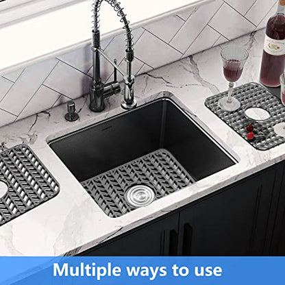 Sink Protectors for Kitchen Sink16.2"x 12.5"Center Silicone Sink Mat | Various sizes and styles,Protector for sinks and dish,Withstand to 500F,Food-grade silicone.Non-slip and raised feet - size: 16.4"x12.5"