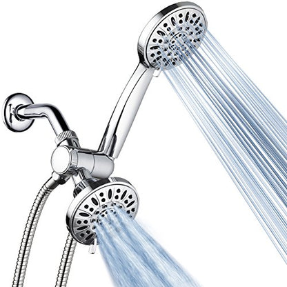 AquaDance Total Chrome Premium High Pressure 48-setting 3-Way Combo for The Best of Both Worlds – Enjoy Luxurious 6-setting Rain Shower Head and 6-Setting Hand Held Shower Separately or Together | Enjoy Two 6-Setting Rain & Hand Showerheads Separately or