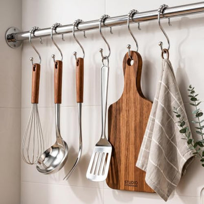 Hotop Shower Curtain Hooks Rings Rust Resistant Stainless Steel Hook Hangers for Bathroom Shower Curtain Kitchen Utensils Clothes Towels(12 Pieces)