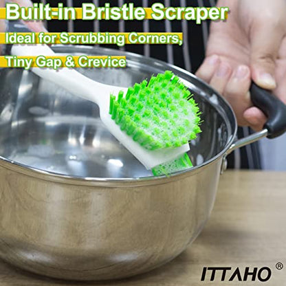 3 Pack Dish Brush,Dish Scrub Brush, Kitchen Scrub Brush for Cleaning Dishes, Double Sided Bristles Scrubber Cleaner for Dishes,Sink,Pots,Pans,Bathroom Shower,Tile,Tubs
