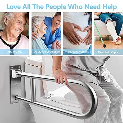 29.5 INCH Toilet Grab Bar Stainless Steel Handicap Rails Grab Bars Bathroom Support for Elderly Bariatric Disabled Commode Safety Hand Railing Guard Frame Shower Assist Aid Handrails Hand Grips - size: 29.5 Inches without Paper Holder