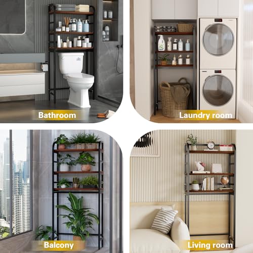 3-Tier Over-the-Toilet Storage Rack, Freestanding Bathroom Organizer | Space-Saving 3-Tier Design, Rust-Resistant Steel Frame, Fits Most Toilets, Easy Assembly (Black) - color: Black
