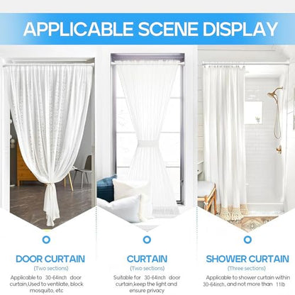 2 Pack Spring Tension Rod, Adjustable 30-64 Inch No Drill, White | 7/8 Inch Diameter Spring Loaded Extendable Tension Curtain Rod, Fits Windows Kitchen Doorway Closet Cupboard - color: White, size: 30-64IN-2P