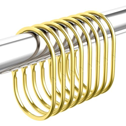 Bathway Shower Curtain Rings Gold Shower Curtain Hooks Anti-Drop Shower Rings for Curtain, Metal Shower Curtain Rings Rust Proof, Shower Hooks for Shower Curtain Rod, 12 Pcs Gold Curtain Rings - color: Gold, style: Modern Oval