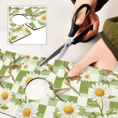 Checkered Green and White Hummingbirds Daisy Kitchen Sink Splash Guard Sink Faucet Mat Faucet Handle Drip Catcher Drain Mats for Kitchen Bathroom - color: Checkered Green and White Hummingbirds Daisy, size: 30x5.4in x2