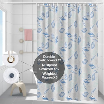 Plastic Shower Liner - Premium PEVA 4G Shower Curtain Liner with Rustproof Grommets and 3 Weighted Magnets, Waterproof Shower Curtain for Bathroom… (Whelk, 72”*72”) - color: Whelk, size: 72”*72”