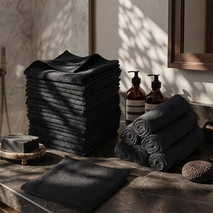 Newwiee 40 Pcs Face Wash Cloths,12 x 12 Inch,Black - color: Black, size: 1 Count (Pack of 40)