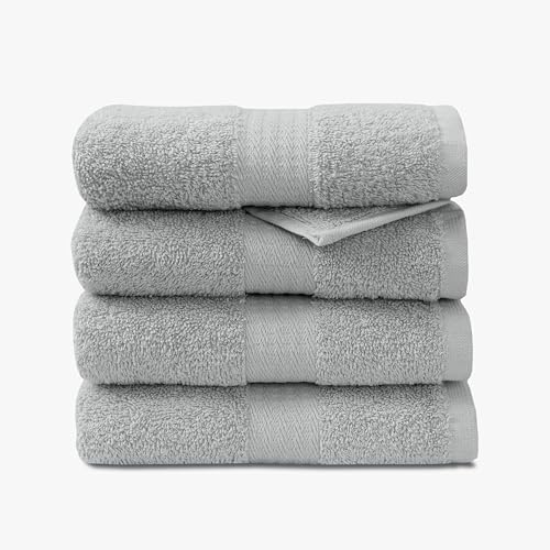 1888 Mills 4 Pack Premium Hand Towel Set, True Classics Premium Cotton Blend, Super Soft and Highly Absorbent Hand Towels for Bathroom, Hotels, Spa and Gym, Grey - color: Grey, size: Hand Towel (Pack of 4)