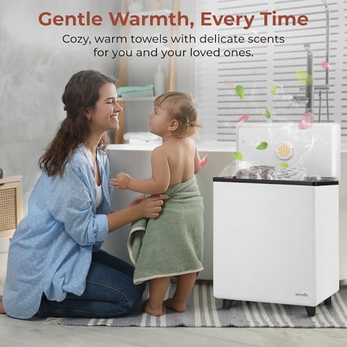 SereneLife WIFI Luxury Rectangle Towel Warmer - Spa & Bathroom Towel Heater with Custom Fragrance, Auto Shut-Off, Fits 2 large Towels, Blankets, Bathrobes, PJ's - Perfect Gift for Him & Her (Black) - color: Black