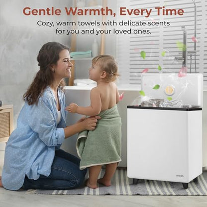 SereneLife WIFI Luxury Rectangle Towel Warmer - Spa & Bathroom Towel Heater with Custom Fragrance, Auto Shut-Off, Fits 2 large Towels, Blankets, Bathrobes, PJ's - Perfect Gift for Him & Her (Black) - color: Black