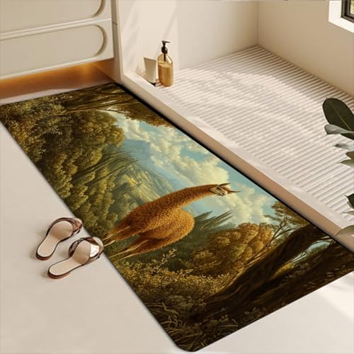 Bathroom Runner Mat Rugs Long,Funny Portrait Of Alpaca Llama beautiful Diatomite Stone Bath Mat Large Absorbent Diatomaceous Earth Mat Non Slip Fast Dry Shower Mat Bathroom Rugs Floor Mat 16x42in - color: Design08