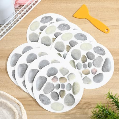 Cabilock 8Pcs Anti-Slip Bathtub Stickers 5.9X5.9 Inch Self-Adhesive Non Slip Stickers for Bathroom Tub Safety Decals Stone Pattern Shower Treads