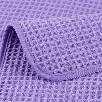 POLYTE 430 GSM Poly Blend Microfiber Quick Dry Waffle Hand Towel, 16x30 in | 4 Pack, Oversize, Lint Free, Quick Dry, Hanging Loop - color: Purple