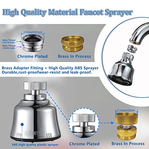 Sink Faucet Sprayer Attachment, Upgrade 4 Mode Adjustable Kitchen Faucet Head, Movable Kitchen Tap Head 360° Rotatable with Extension Hose, Anti-Splash Sink Sprayer Facuet Nozzle Head Water Saving - style: 4 Modes Sprayer