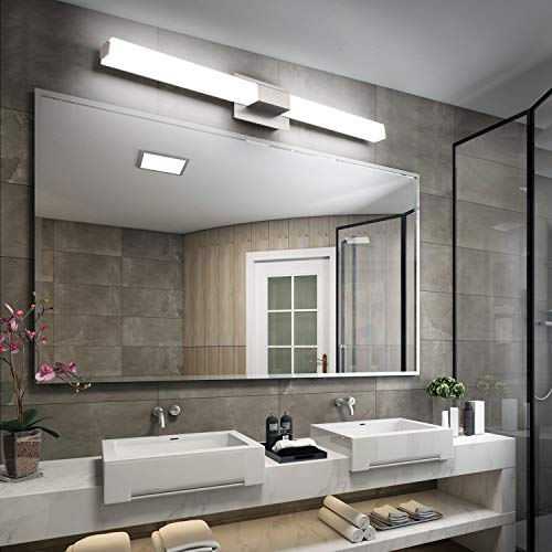 Bathroom Vanity Lighting fixtures 39.4" LED Satin Nickel Steel Frosted White Acrylic Shade Cool White Light 6000K for Bathroom - color: Brushed Nickel - Dimmable, size: 40 inch