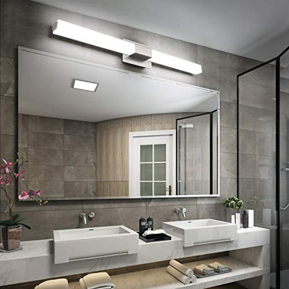 Bathroom Vanity Lighting fixtures 39.4" LED Satin Nickel Steel Frosted White Acrylic Shade Cool White Light 6000K for Bathroom - color: Brushed Nickel - Dimmable, size: 40 inch